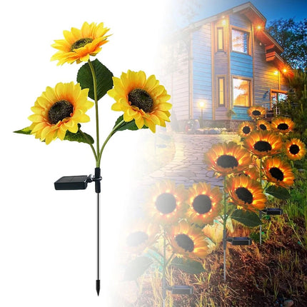 2x Solar Power Garden Stake Lights Sunflower LED Flower lawn Decor Lamp Outdoor