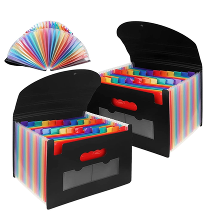 File Folder Organiser A4 25-PocketLarge Capacity Colour Document Storage Office