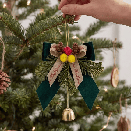 PVC Pine Needle Pinecone Christmas Bowknot Bell Pendant Bedroom