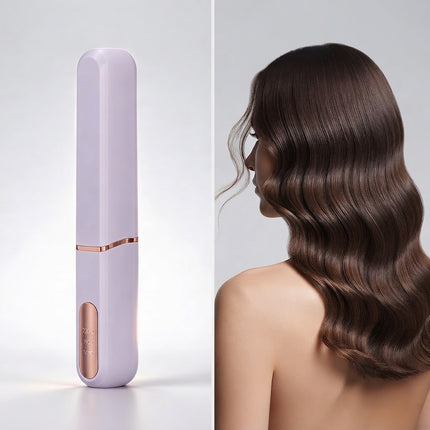 Cordless Rechargeable Portable Hair Straightener Brush Hair Iron AntiScald Quick  (Purple)
