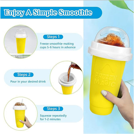 Yellow Slushie Maker Cup Quick Freeze Magic Squeeze Cup Milkshake Cup Ice Cream Maker
