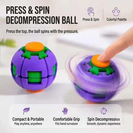 2Pcs Fidget Spinner Stress Relief Rotating Balls Finger Push Spin Auto Gyro Ball Toy Purple
