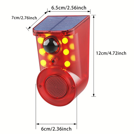 Solar Alarm LED Light Solar Strobe Light Wireless Motion Sensor Detector Outdoor