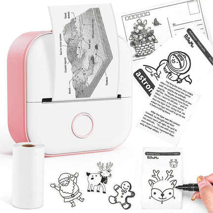 T02 Mini Pocket Bluetooth Thermal Printer Wireless Photo Inkless Sticker Pink