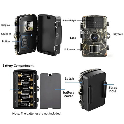 Solar Trail Camera 4K 48MP Wildlife Hunting Game Cam PIR Night Vision +32GB Card