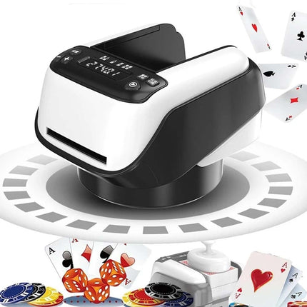 Automatic Card Shuffler and Dealer, 2 in 1 360° Rotating Card Shuffling+Dealing