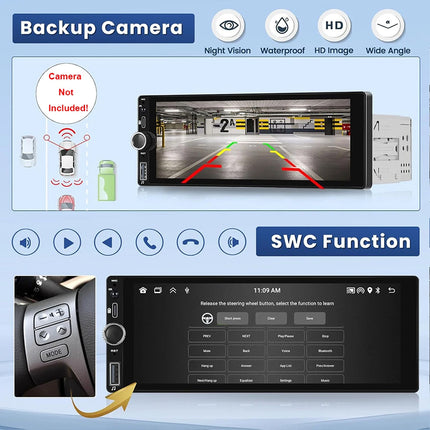 6.9inch Wireless Apple CarPlay Car Stereo FM Radio HD Touch Screen BT/USB/TF