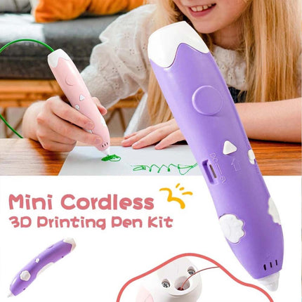 Rechargeable 3D Printing Pen 3Color PCL Filaments For DIY Crafting Drawing Gifts