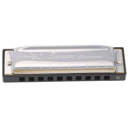 Harmonica 10 Holes Key of C SILVER w/ Case Blues Harp Stainless Steel