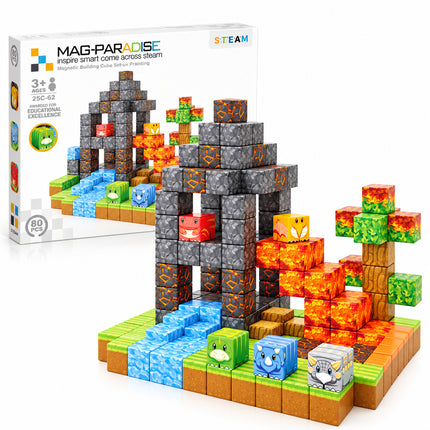 80 Pcs 3D Building Blocks Dinosaur Lava World Toy Creative Cube Christmas Gift