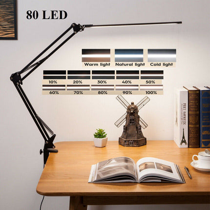 Dimmable Table Bedside Desk Lamp + Clamp Modern Architect LED Light 3 Color Mode