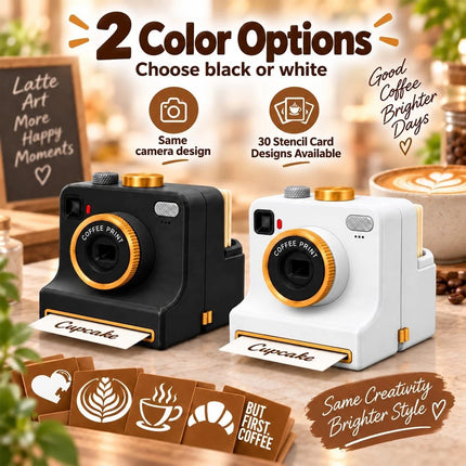 3D Printed Latte Art Camera, Coffee Powder Printer with Multiple Stencil Cards