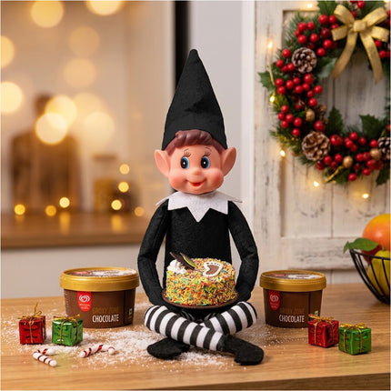 Christmas Elf Bend & Pose Black Plush Toy Bendable Naughty Elves Xmas Decor