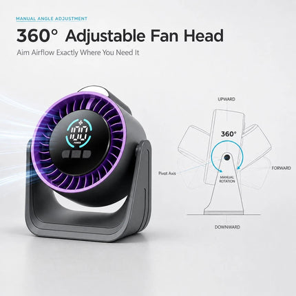 100 Speed USB Desk Fan Portable Mini Quiet Personal Cooling Fan With LED Light