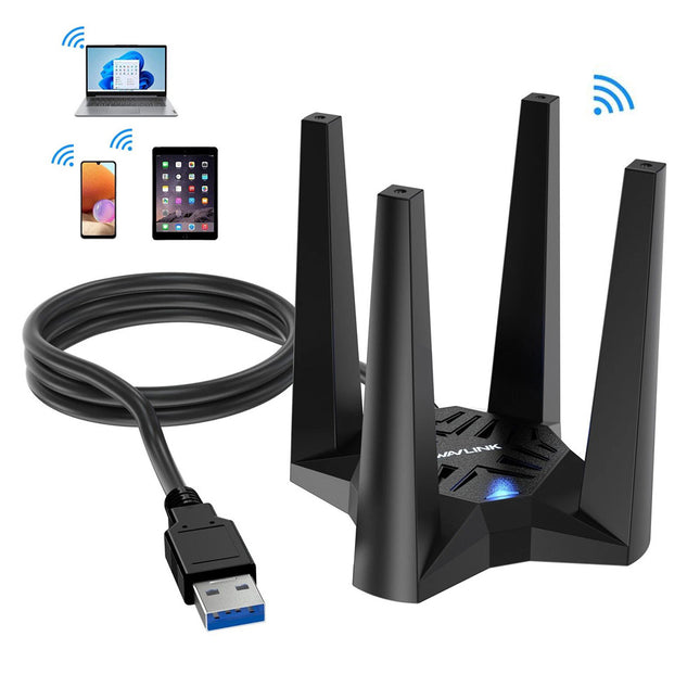 AX1800 WiFi 6 USB 3.0 Dual Band Wireless Adapter 4 Antennas for Windows 10 11