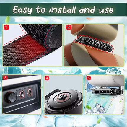 Mini USB Car SUV Seat Back Cooling Fan Portable 3 Speed Headrest Silent Cooler