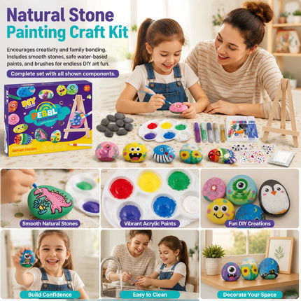 Rock Painting Kit DIY Arts Crafts Supplies Party Gift Set
