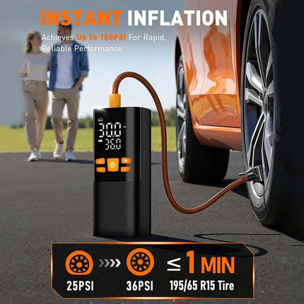 Multi-Function Tire Inflator 150PSI DC 12V Rechargeable Electric Air Compressor