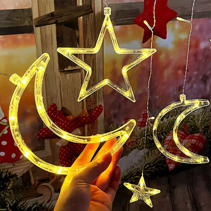 138 LED Moon Star Warm White Curtain Lights With 8 Functions & Memory