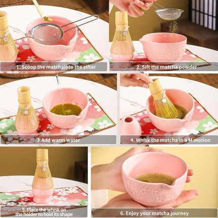 8PC with Spout Matcha Whisk Set Food Grade Japanese Chasen Stirring Perfect Gift