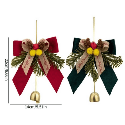 PVC Pine Needle Pinecone Christmas Bowknot Bell Pendant Bedroom