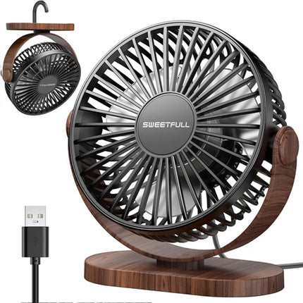 Desk Fan Small USB Quiet 3 Speed Portable 360° Adjustable Personal Fan Black