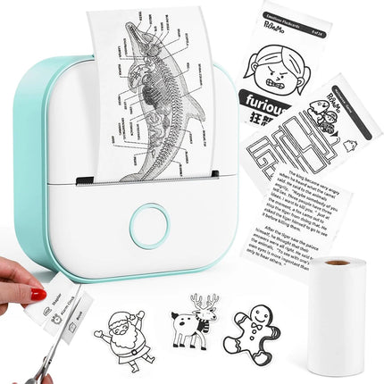 T02 Mini Pocket Bluetooth Thermal Printer Wireless Photo Inkless Sticker Green