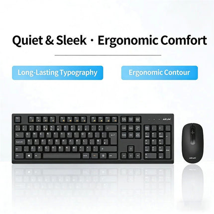 Aikun Bx2510 Wireless Keyboard and Mouse Combo Set 2.4G Cordless Optical for PC