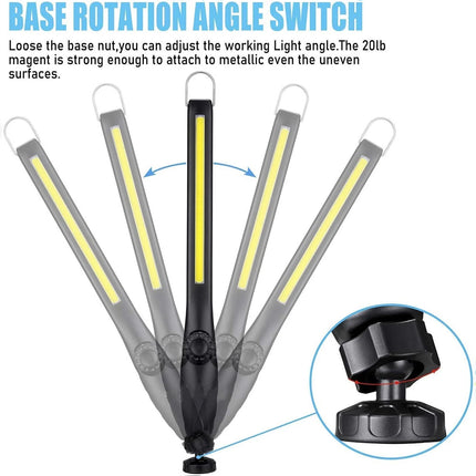 2PCS Rechargeable COB LED Slim Work Light Lamp Flashlight Inspect Folding Torch
