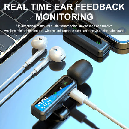 Wireless Lavalier Microphone For Phone Android iPhone Vlog Live Stream Mini Mic