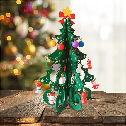 Mini Christmas Tree 3D DIY Wooden Trees Festival Home Party Table Desk Decors