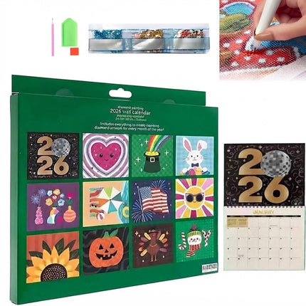 2026 Diamond Art Calendar,Wall Calendar Diamond Painting Kit,DIY diamond art