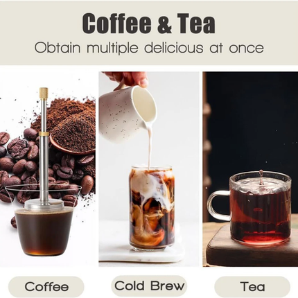 2x Portable French Coffee Tea Final Press Maker Coffee Stainless Steel Reusable