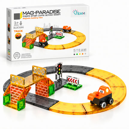 40 Pcs Magnetic Construction Track Tiles Building Set Vehicle Christmas Gift Toy
