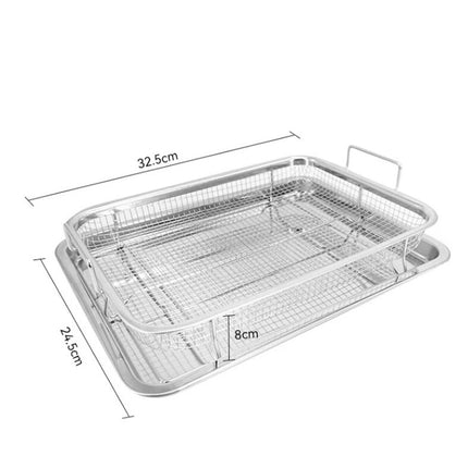 Silver Air Fryer Basket for Oven Stainless Steel Air Fryer Pan and Crisper Tray