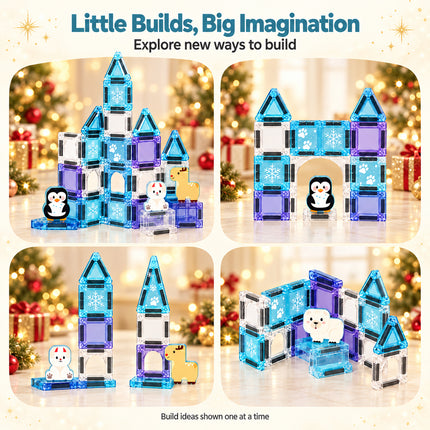 Mini Kids Building Tiles 35 Pcs Ice Castle Animal Blocks Set Christmas Gift Toy