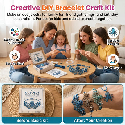 DIY Beaded Bracelet Making Kit,3D Animal Bead Craft Kit Octopus