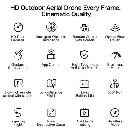 3 Batteries GT50 Foldable Drone with HD Dual Camera Quadcopter Long Flight Time Beginners Adults