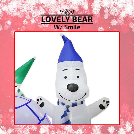 Inflatable Christmas Bear Family & Igloo W/ Disco Lights 1.85M Xmas Decor Gift