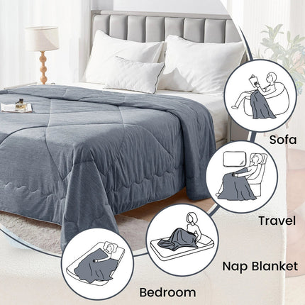 Summer Cooling Comforter Blanket, Cooling Silk-like Fabric Soft Touch Lightweight Quilt for Hot Sleepers