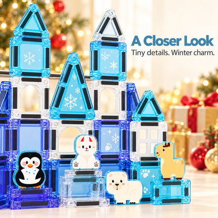 Mini Kids Building Tiles 35 Pcs Ice Castle Animal Blocks Set Christmas Gift Toy