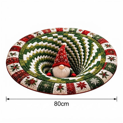 Christmas 2D Flat Printed Rug - Santa Claus Quilted Round Mat, Non-Slip Rugs 80CM