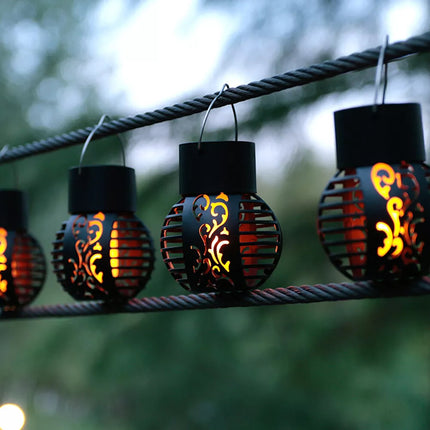 4PCS Solar LED Flame Hanging Light Flickering Dancing Outdoor Garden Lantern Lamp
