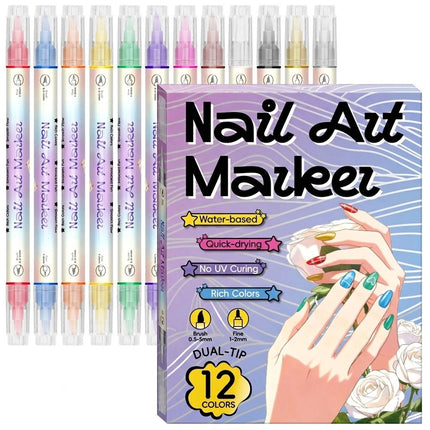 12 Colors Nail Art Pens Set, 2027 New Nail Art Markers Polish Pens for 3D Nail