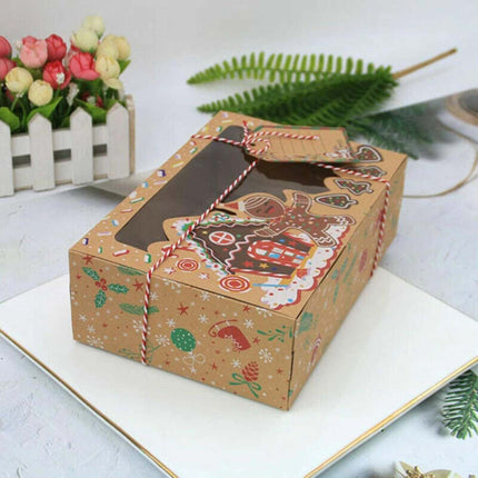 12pcs Christmas Candy Cookie Boxes Bakery Gift Boxes Cupcake Muffin Cake Box