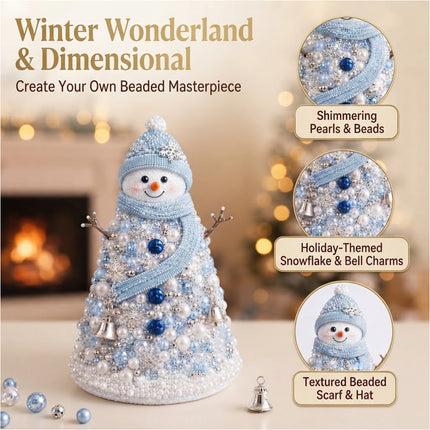 Handmade DIY Beaded Snowman Material Pack Festive Tabletop Decor