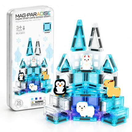 Mini Kids Building Tiles 35 Pcs Ice Castle Animal Blocks Set Christmas Gift Toy