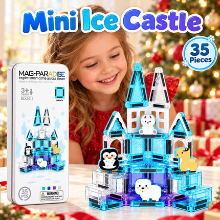 Mini Kids Building Tiles 35 Pcs Ice Castle Animal Blocks Set Christmas Gift Toy