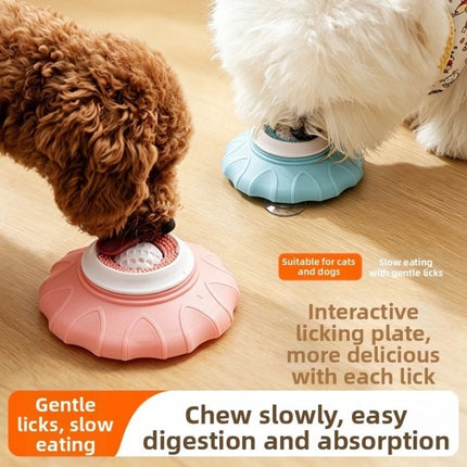 Liquid Food Slow Feeder Licking Dispenser, Rolling Ball-in Lick Bowl Anti-Slip