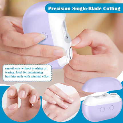 Easyclip Smart Electric Nail Clipper, 3In1 Multi-Functional Electric LED Toenail Clipper Purple
